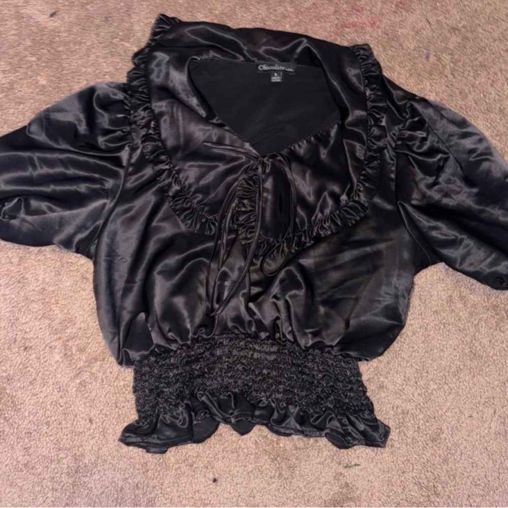 Black Satin Blouse